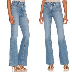 Good American Good Flare High Rise Wide Leg Denim Jeans In Blue Wash 0/25